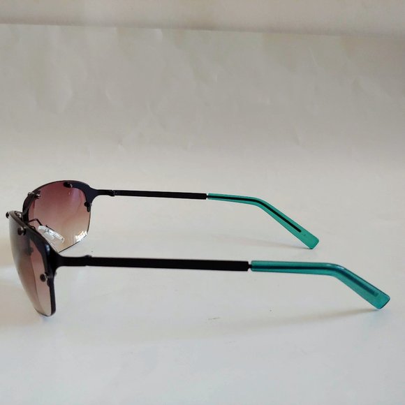 NWT Vintage 90' Mid-Rectangle Rimless Fashion Sunglasses (M.Black/Crystal Green) - Picture 2 of 4